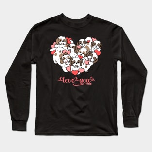 Love you a cute valentine day with a heart shape shih tzu dog Long Sleeve T-Shirt